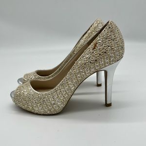 Audrey Brooke Open Toe Sparkle Heels